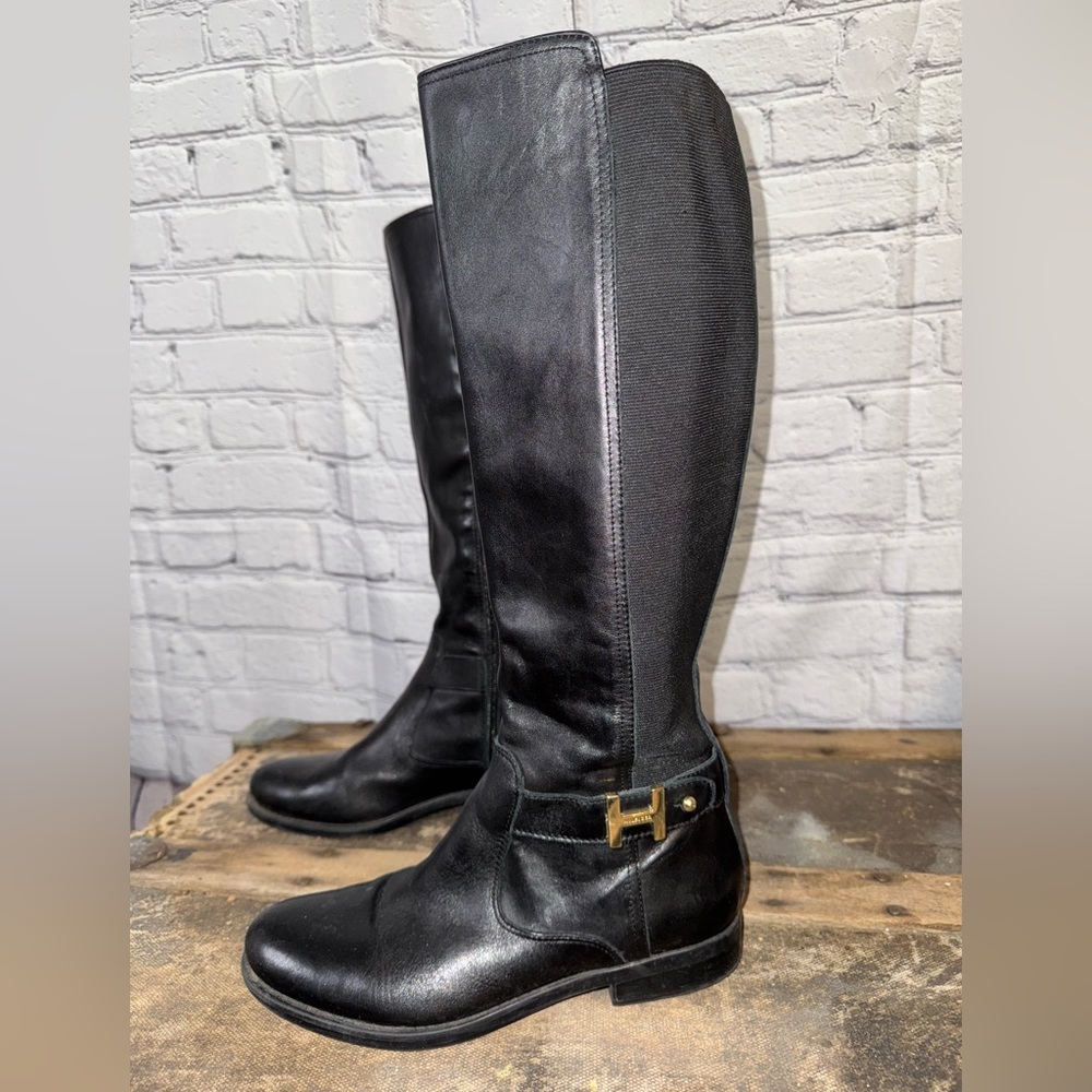 Tommy Hilfiger Black Leather Riding Boots size 7 1/2